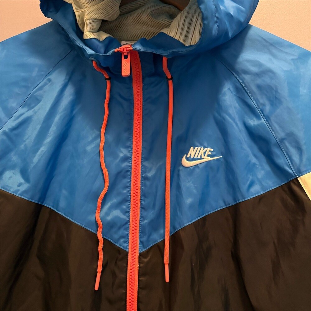 Nike Windrunner Windbreaker Jacket Mens Size S Blue Black Cream Hooded - Picture 2 of 12